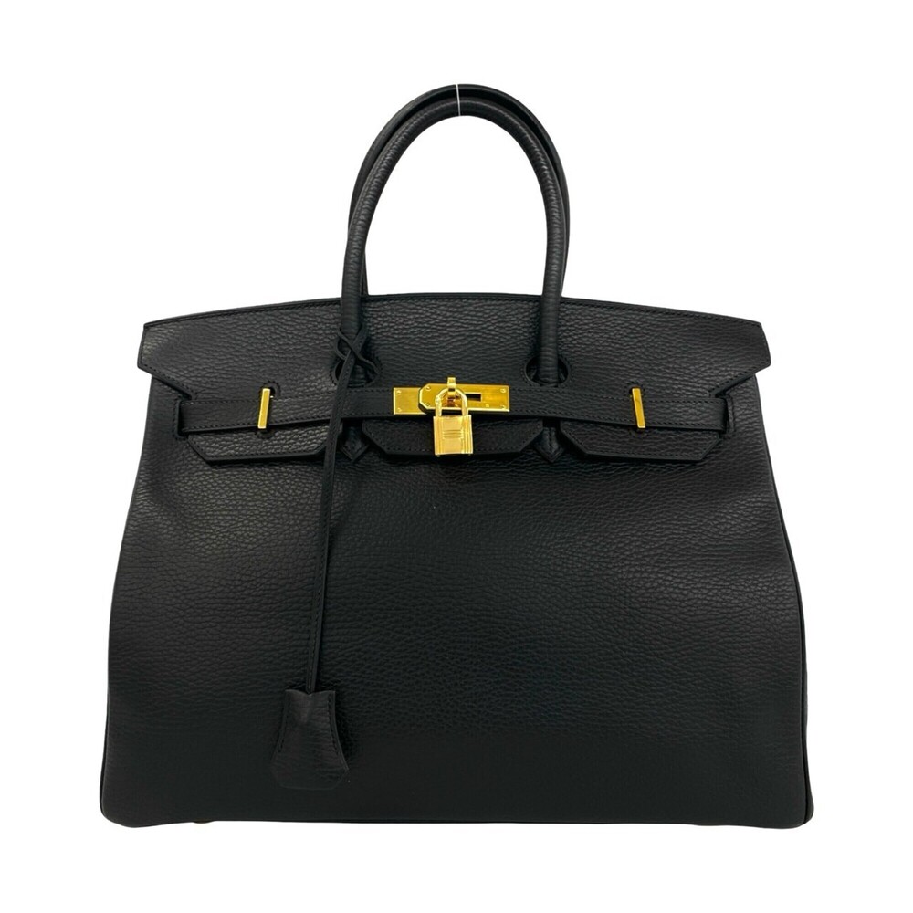 HERMES Birkin 35 Ardennes Leather Genuine Handbag Tote Bag Black 50578